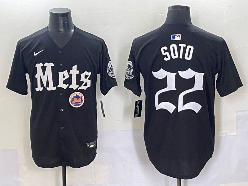 Men 2025 New York Mets #22 Soto Black Five generations Joint Name Nike MLB Jersey style 12->new york mets->MLB Jersey